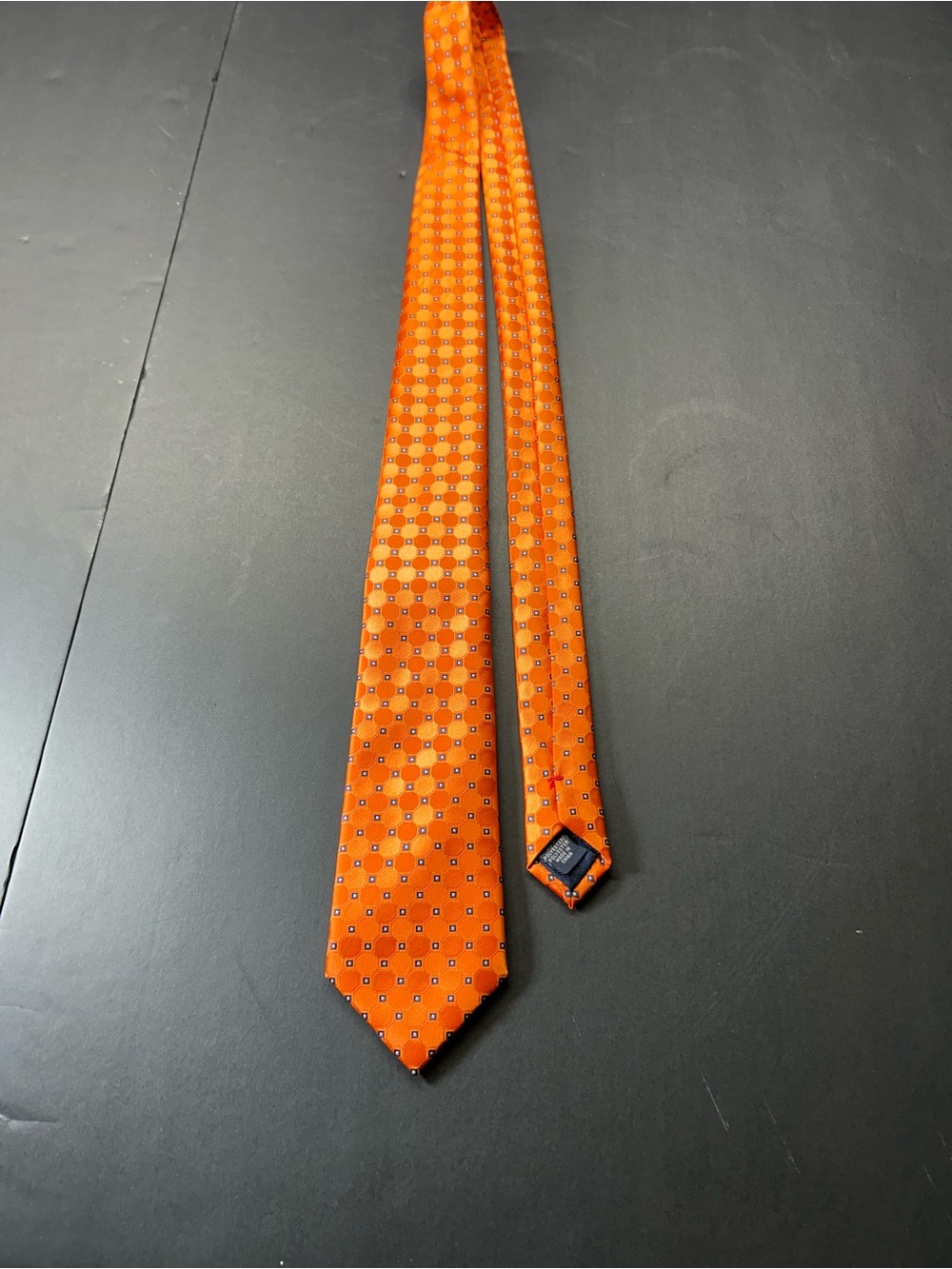 Izod Orange Geometric Silk-Blend Tie